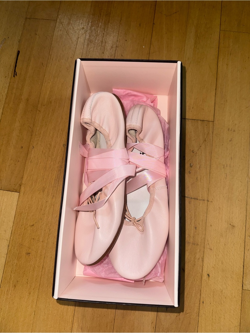 Repetto Pink Satin Ribbon Ballet Flats